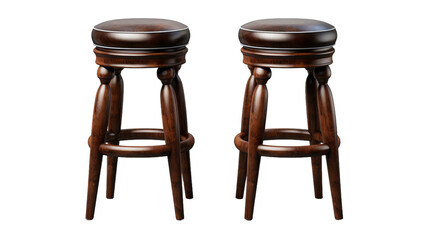 A rustic pair of wooden stools placed side by side