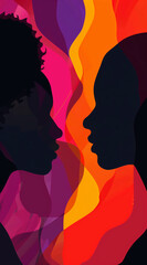 Wall Mural - Silhouettes of different people, different races, different genders and different colors the concept of diversity of people