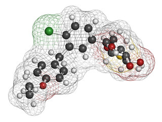 Wall Mural - Sotagliflozin drug molecule.