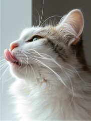 Canvas Print - A cat sticking its tongue out. Generative AI.