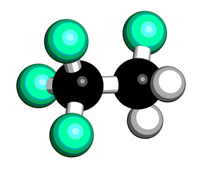 Canvas Print - Norflurane (1,1,1,2-tetrafluoroethane, HFC-134a) haloalkane molecule.