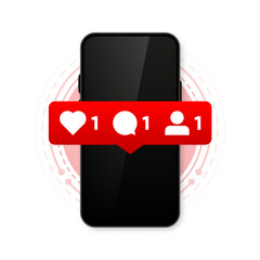 Poster - Social Media Notification label. Subscribe, comment and like icon. Social media concept. Vector Illustration.
