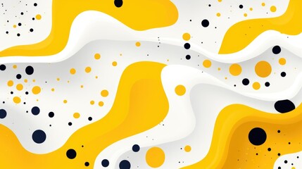Wall Mural - Fluid Yellow Lines and Dots Abstract Background