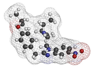 Wall Mural - Isotonitazene opioid analgesic drug molecule.