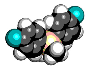 Wall Mural - Flusilazole fungicide molecule.