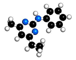 Wall Mural - Cyprodinil fungicide molecule.