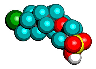 Chlorinated polyfluoroalkyl ether sulfonic acid (6:2 Cl-PFESA) PFAS class molecule.