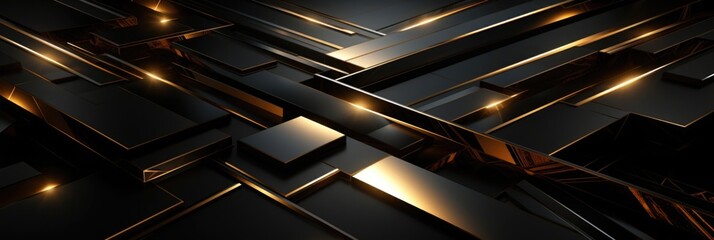 Wall Mural - Elegant Black and Gold Abstract Design