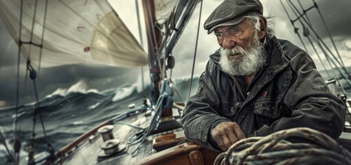 old man old sailor portrait boat