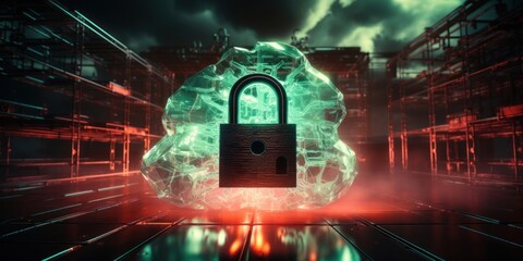 Poster - Padlock Securing Dark Room Generative AI