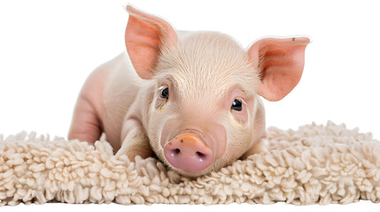 Wall Mural - Cute baby piglet isolated on a white background as transparent PNG, farm animal