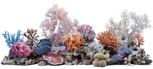 Sticker - Coral reef on white isolated background