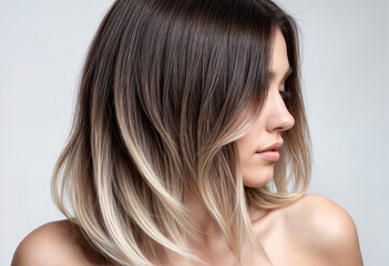 Subtle Balayage Technique on Woman's Soft Wavy Brown Hair