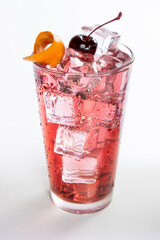 Poster - A glass of pink drink with a cherry on top