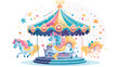 Magical unicorn carousel with whimsical creatures a