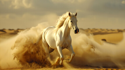  white horse on the desert