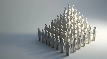 Poster - A D group of people standing in pyramid formation indicating hierarchy  AI generated illustration