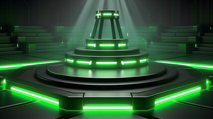 green tech futuristic background with neon light