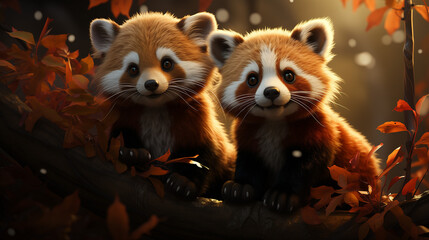 Wall Mural - red panda in the forest