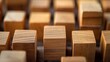 Detailed image capturing the careful alignment of wooden blocks, showcasing the art of business development and growth success, complemented by an open area for additional content