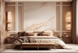 © Zahid - Luxurious large bedroom with marble slabs and a bed in the center.