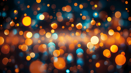 Abstract festive dark background with golden glitter and bokeh