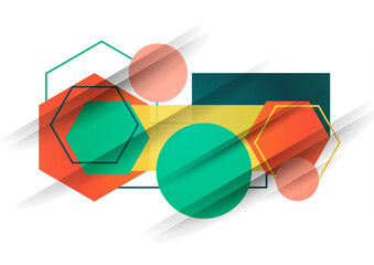 Poster - Abstract background from geometric shapes of circles, rectangles, hexagons. Element for business brochure, presentation and web design navigation layout.