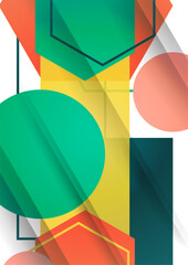 Poster - Abstract background from geometric shapes of circles, rectangles, hexagons. Element for business brochure, presentation and web design navigation layout.