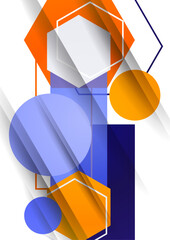 Poster - Abstract background from geometric shapes of circles, rectangles, hexagons. Element for business brochure, presentation and web design navigation layout.