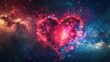 Illustration of a love-themed galaxy arranged in a heart shape, sprinkled with color, a cosmic mix.AI generated