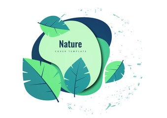 Poster - Abstract leaves on rounded shapes. Suitable for cover, invitation, banner, poster, brochure, placard, card, flyer and other. Vector
