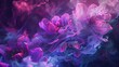 Abstract ultraviolet concept illustration with floating flower wallpaper. AI generated