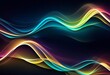 Energy lines, glowing waves in the dark, vector abstract
