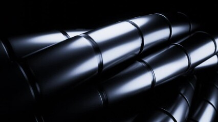 Poster - Abstract design, flowing lines illuminated by neon lights against a dark backdrop. Design. Spinning twisted tubes.
