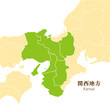 日本の関西地方、関西地方の各県と周辺の地図