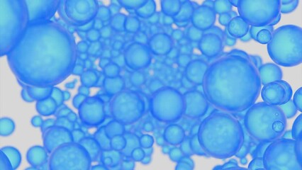 Poster - Large groups of germs with blue background. Design. Abstract blue endless flow of spheres.