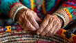 A womans hands expertly weaving a traditional basket a craft passed down through generations and often used in healing ceremonies.