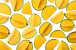 A close up of many slices of yellow mango