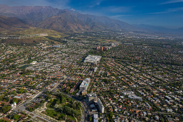 Wall Mural - Beautiful aerial view of the Plaza de Armas, Metropolitan Cathedral of Santiago de Chile, National History Museum of Chile, Mopocho river t and the city of Santiago de  Chile