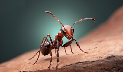 Wall Mural - macro view ant on the ground. generative with ai.