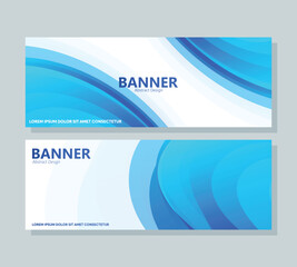Wall Mural - Blue abstract wave banner design