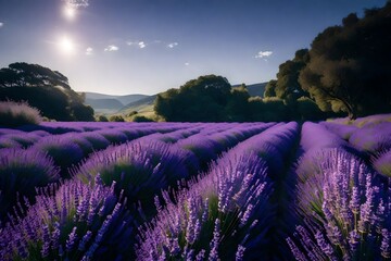 lavender field at sunset for generated by AI