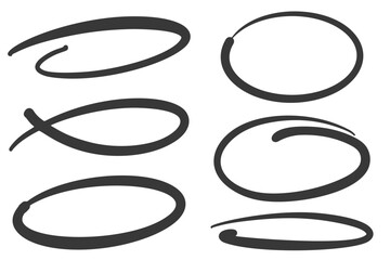 Poster - highlight pen line. hand drawn circle underline sketch. oval pencil stroke. doodle mark scribble. el