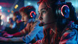 Team of Teenage Gamers Play in Multiplayer PC, generative Ai