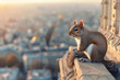 a squirrel on top of a tall building in the city