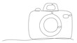 Camera One line drawing isolated on white background