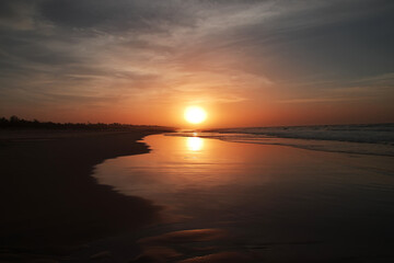 Wall Mural - Sunset of Atlantic ocean, close Lake Rose, Senegal, West Africa