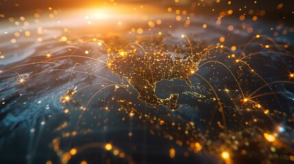 Aufkleber - Abstract glowing network nodes and connections, digital data concept image. dynamic lines and light particles, technology-themed background. suitable for presentations, AI