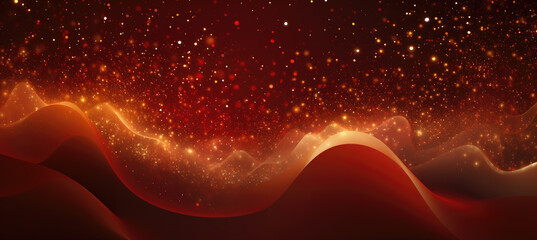 Wall Mural - Abstract wallpaper background of Red liquid energy waves texture and orange glitter lights with bokeh and defocused concept art design