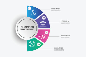 Fototapete - Semicircle timeline infographic icons with 4 option